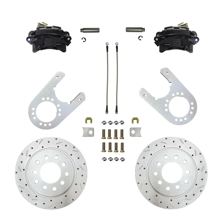 Rear Disc Brake Kit  with Drilled Rotors and Black Powder Coated Calipers