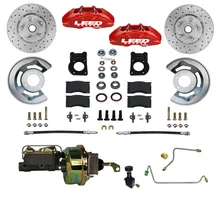 Power Front Kit with Drilled Rotors and Red Powder Coated Calipers for Ford Mustang image 1