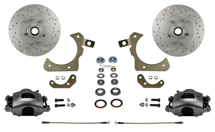 Front Spindle Kit with Drilled Rotors and Zinc Plated Calipers for Chevrolet