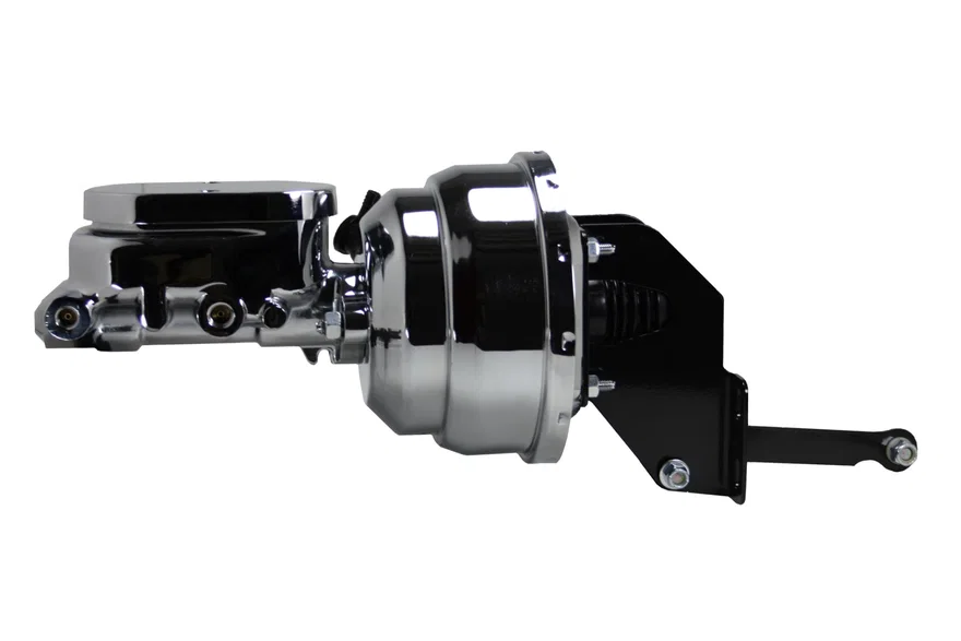 8 inch dual power booster, 1-1/8 inch bore master (Chrome)