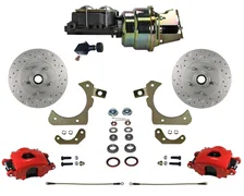 Power Front Kit with  Drilled Rotors and Red Powder Coated Calipers for Chevrolet image 1
