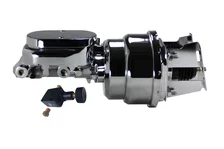 7 inch dual power booster, 1-1/8 inch bore master adjustable valve (Chrome) image 1