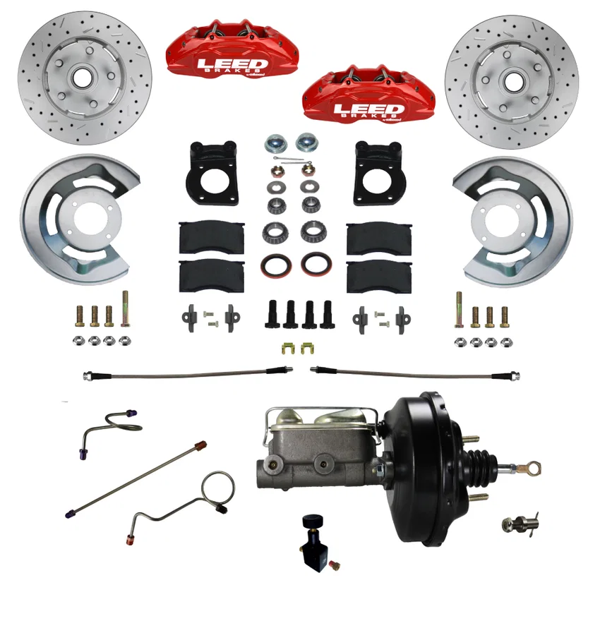Power Front Kit with Drilled Rotors and Red Powder Coated Calipers
