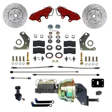 Power Front Kit with Drilled Rotors and Red Powder Coated Calipers image 1