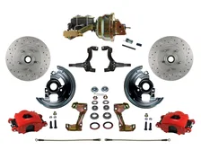 Power Front Kit with  Drilled Rotors and Red Powder Coated Calipers image 1