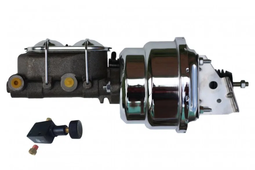 Power booster kit 7 inch dual booster 1-1/8 inch bore master adj valve(Chrome)