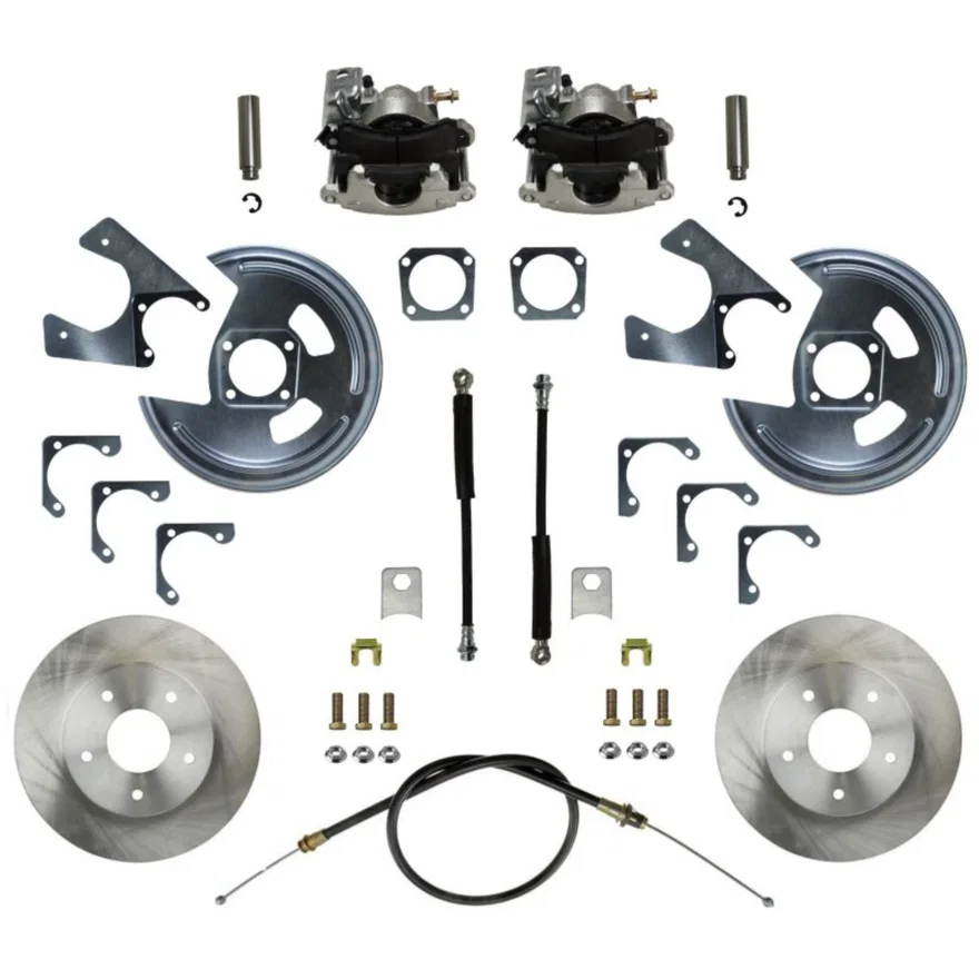 Rear Disc Brake Kit  with Plain Rotors and Zinc Plated Calipers