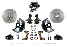 Front Manual 2" Drop Spindle Kit with Drilled Rotors and Zinc Plated Calipers image 1