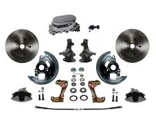 Front Manual 2" Drop Spindle Kit with Plain Rotors and Zinc Plated Calipers for Chevrolet Chevy II image 1
