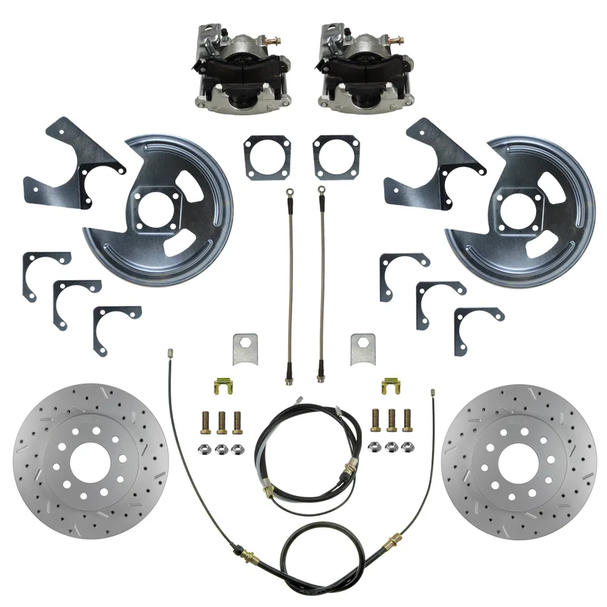 Rear Disc Brake Kit  with Drilled Rotors and Zinc Plated Calipers