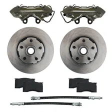 Front Caliper and Rotor Kit with Plain Rotors and Zinc Plated Calipers image 1