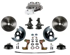 Front Manual 2" Drop Spindle Kit with Plain Rotors and Zinc Plated Calipers image 1