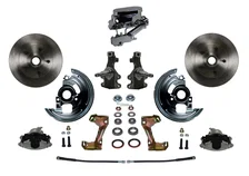 Front Manual 2" Drop Spindle Kit with Plain Rotors and Zinc Plated Calipers image 1
