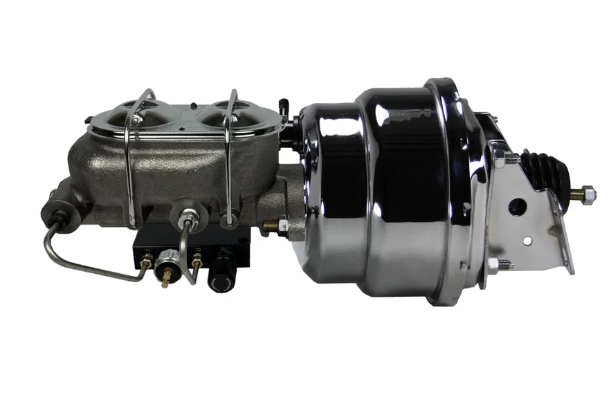 Power booster kit 7 inch dual booster 1-1/8 inch bore master combo valve(Chrome)