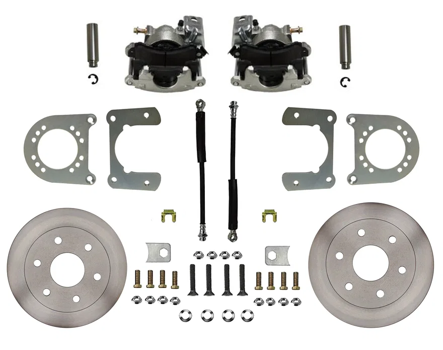 Rear Disc Brake Kit  with Plain Rotors and Zinc Plated Calipers