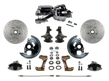 Front Power 2" Drop Spindle Kit with Drilled Rotors and Zinc Plated Calipers image 1