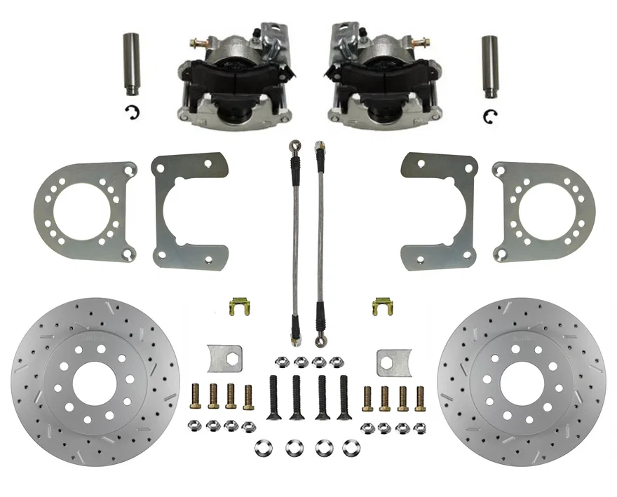 Rear Disc Brake Kit  with Drilled Rotors and Zinc Plated Calipers