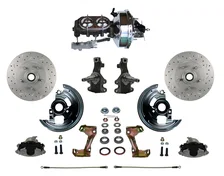 Front Power 2" Drop Spindle Kit with Drilled Rotors and Zinc Plated Calipers image 1