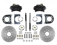 Rear Disc Brake Kit  with Drilled Rotors and Black Powder Coated Calipers for Chevrolet image 1