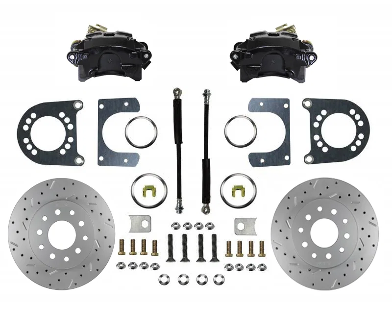Rear Disc Brake Kit  with Drilled Rotors and Black Powder Coated Calipers for Chevrolet