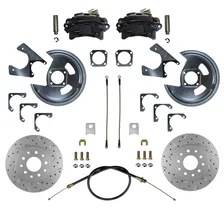 Rear Disc Brake Kit  with Drilled Rotors and Black Powder Coated Calipers image 1