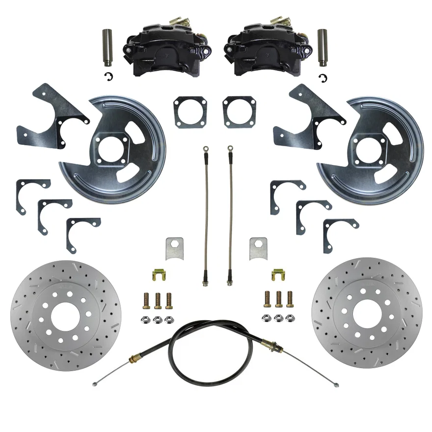 Rear Disc Brake Kit  with Drilled Rotors and Black Powder Coated Calipers
