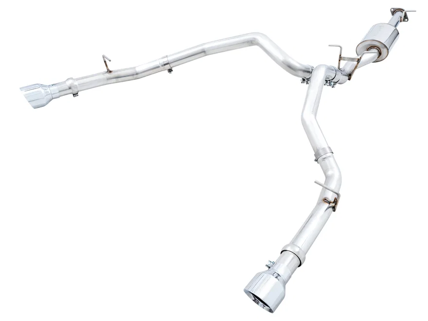 0FG Dual Rear Exit Catback for 5th Gen RAM 1500 5.7L (with bumper cutouts) - Chrome Silver Tips