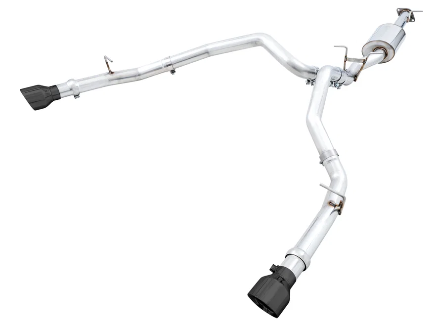 0FG Dual Rear Exit Catback for 5th Gen RAM 1500 5.7L (with bumper cutouts) - Diamond Black Tips