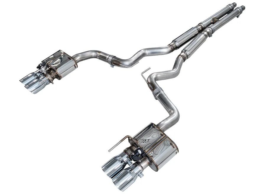 SwitchPath™ Cat-back Exhaust for '18-'23 S550 Mustang GT - Quad Chrome Silver Tips