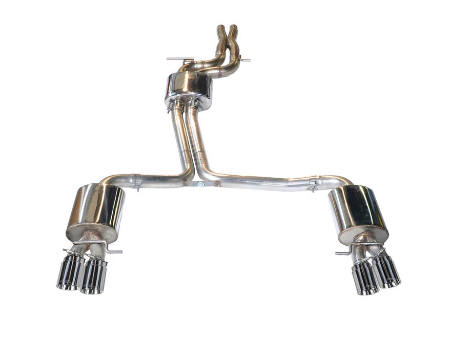 Touring Edition Exhaust for Audi S5 3.0T - 4" Chrome Silver Tips