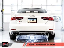 Track Edition Exhaust for Audi B9 S5 Sportback - 4" Chrome Silver Tips image 4