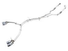 Track Edition Exhaust for Audi B9 S5 Coupe - Non-Resonated - 4" Chrome Silver Tips image 1