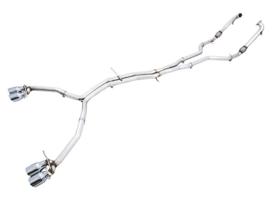 Track Edition Exhaust for Audi B9 S5 Coupe - Non-Resonated - 4" Chrome Silver Tips