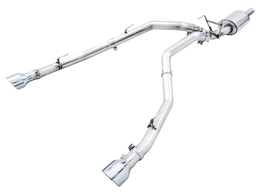 0FG Dual Rear Exit Catback for 4th Gen RAM 1500 5.7L (with bumper cutouts) - Chrome Silver Tips