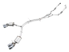 Touring Edition Exhaust for Audi B9 S4 - Resonated - 4" Chrome Silver Tips image 1