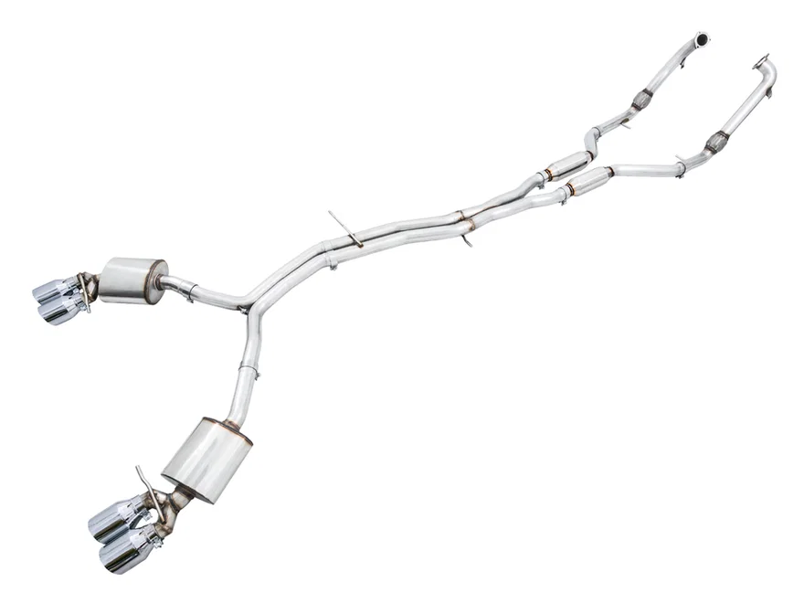 Touring Edition Exhaust for Audi B9 S4 - Resonated - 4" Chrome Silver Tips