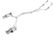 SwitchPath™ Exhaust for Audi B9 S4 - Non-Resonated - 4" Chrome Silver Tips image 1