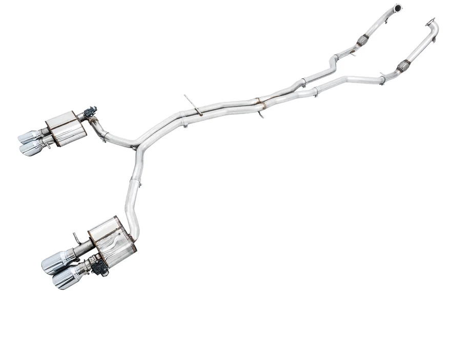 SwitchPath™ Exhaust for Audi B9 S4 - Non-Resonated - 4" Chrome Silver Tips