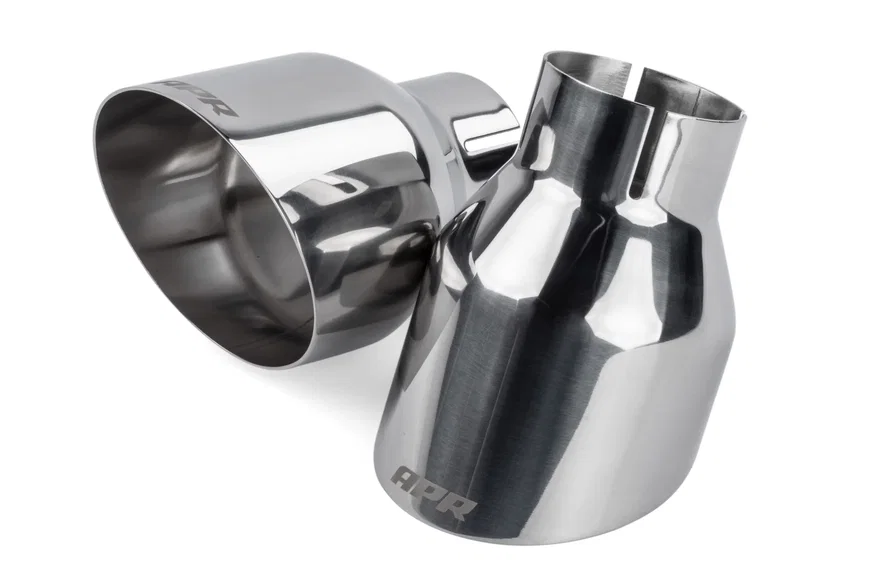 Single-Walled 4" Slash-Cut Tips (Polished Silver) - Set of 2