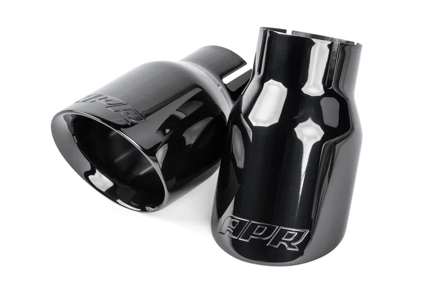 Double-Walled 3.5" Slash-Cut Tips (Diamond Black) - Set of 2 for Audi