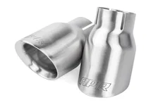 Double-Walled 3.5" Slash-Cut Tips (Brushed Silver) - Set of 2 for Audi image 1