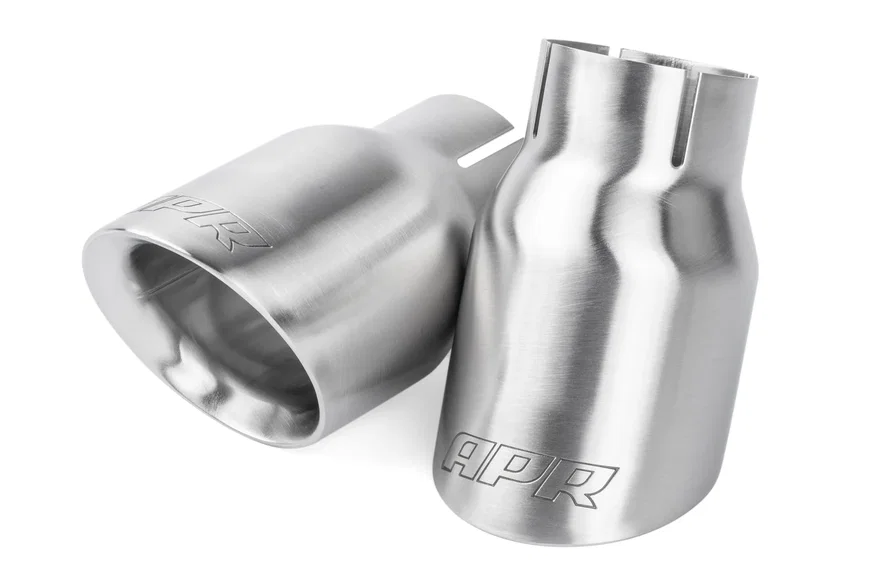 Double-Walled 3.5" Slash-Cut Tips (Brushed Silver) - Set of 2 for Audi
