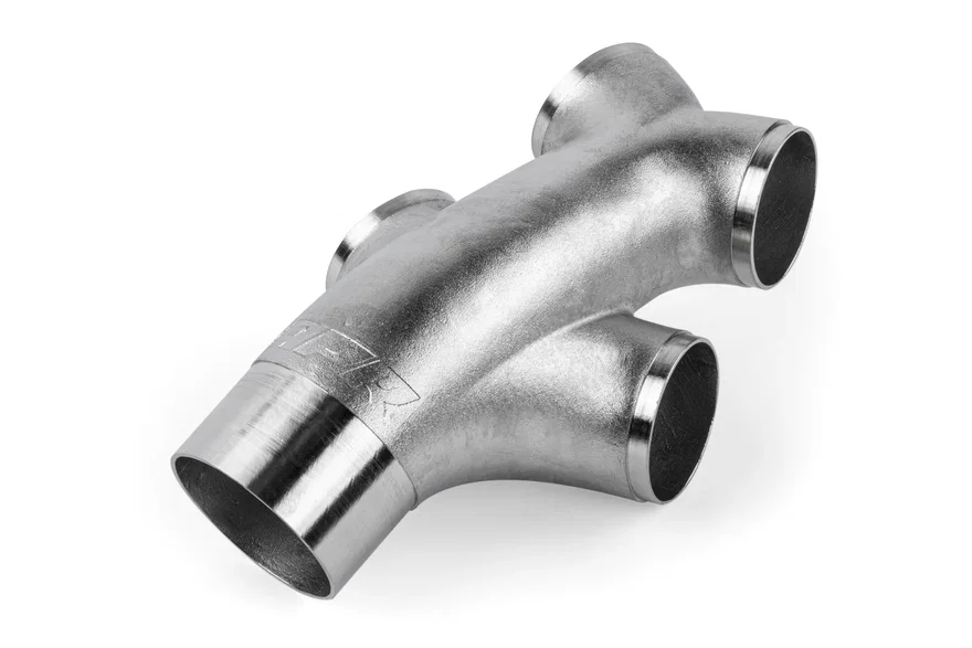 Cast Stainless Steel Double Y Splitter - 76mm (3") to Quad 63.5mm (2.5")